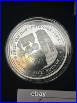The Centenary Of Ww1 Solid Silver Proof Set. Boxed With Coa