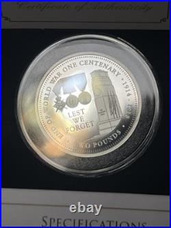 The Centenary Of Ww1 Solid Silver Proof Set. Boxed With Coa