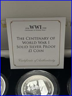 The Centenary Of Ww1 Solid Silver Proof Set. Boxed With Coa