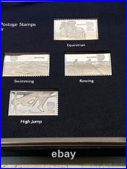 The Franklin Mint 1980 United States Olympic Postage Stamps Solid Sterling Silve