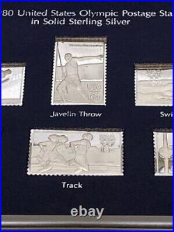 The Franklin Mint 1980 United States Olympic Postage Stamps Solid Sterling Silve