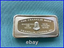 The Franklin Mint Solid Sterling Silver Indiana Bank Bar 2.31 Oz