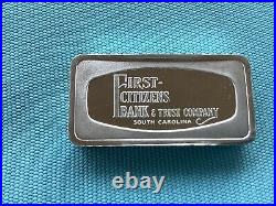 The Franklin Mint Solid Sterling Silver South Carolina Bank Bar 2.31 Oz
