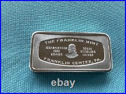 The Franklin Mint Solid Sterling Silver Vermont Bank Bar 2.33 Oz