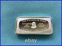 The Franklin Mint Solid Sterling Silver Washington Bank Bar 2.31 Oz
