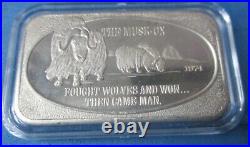 The Musk Ox Vintage 1974.999 Solid Silver Art Bar Ussc-58 #1852/2,000 Alaska