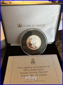 The Queen Elizabeth II 90th Birthday Solid Silver Proof Pied-fort Coin