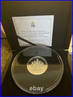 The Queens, Longest Reigning Monarch Solid Silver Proof Triple Thickness Coin