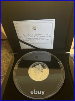 The Queens, Longest Reigning Monarch Solid Silver Proof Triple Thickness Coin