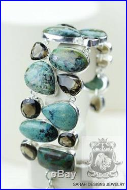 Tibetan TURQUOISE Combined with Azurite Smokey Topaz 925 SOLID SILVER BRACELET