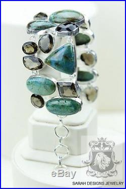 Tibetan TURQUOISE Combined with Azurite Smokey Topaz 925 SOLID SILVER BRACELET