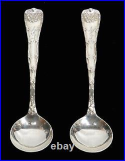 Tiffany & Co (2) Wave Edge Sterling Silver 5 3/8 Bullion Soup Spoons