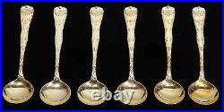 Tiffany Wave Edge (6) Sterling Silver Gold Washed 5 1/2 Bullion Soup Spoons