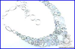 Top Graded Faceted Ceylon Rainbow Moonstone 925 Solid Silver Necklace