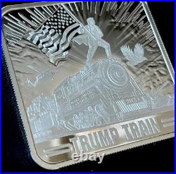 Trump 1 Oz. 999 Fine Silver Square 2024 Trump Train Silver Bar BU Coin MAGA 47