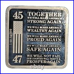 Trump 1 Oz. 999 Fine Silver Square 2024 Trump Train Silver Bar BU Coin MAGA 47