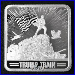 Trump 1 Oz. 999 Fine Silver Square 2024 Trump Train Silver Bar BU Coin MAGA 47