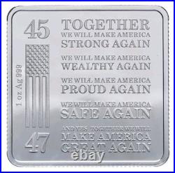Trump 1 Oz. 999 Fine Silver Square 2024 Trump Train Silver Bar BU Coin MAGA 47