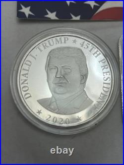 Trump Silver Round 1 Oz'20, Colorized 5g AND Trump Train Square 1 Oz 2024