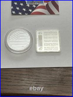 Trump Silver Round 1 Oz'20, Colorized 5g AND Trump Train Square 1 Oz 2024