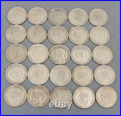 Tube of Solid 0.500 Silver 25 Half Crown 341g George V mixed dates 1920-1927