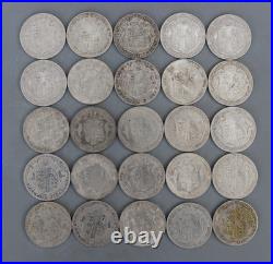 Tube of Solid 0.500 Silver 25 Half Crown 342g George V mixed dates 1920-1927