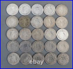 Tube of Solid 0.500 Silver 25 Half Crown 342g George V mixed dates 1920-1927