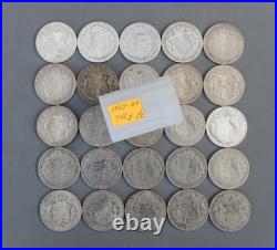 Tube of Solid 0.500 Silver 25 Half Crown 342g George V mixed dates 1920-1927