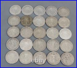 Tube of Solid 0.500 Silver 25 Half Crown 342g George V mixed dates 1920-1927