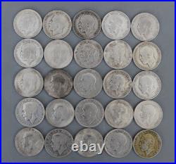 Tube of Solid 0.500 Silver 25 Half Crown 342g George V mixed dates 1920-1927