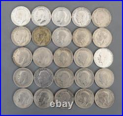 Tube of Solid 0.500 Silver 25 Half Crown 342g George V mixed dates 1920-1927
