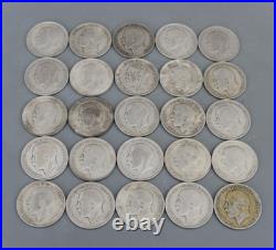 Tube of Solid 0.500 Silver 25 Half Crown 342g George V mixed dates 1920-1927