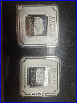 Two (2) 250 gram Silver Bar Geiger Edelmetalle (Original Square Series)