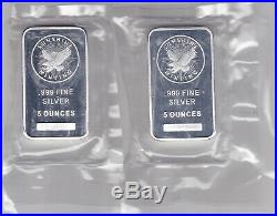 Two Five Ounce Solid Silver Bars Sunshine Minting