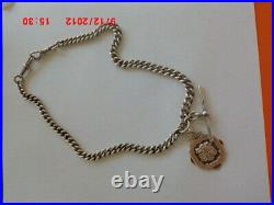 UK Solid Silver Double Albert Pocket necklace Chain 16.8 inches Circa 1900-1940