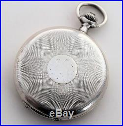 ULYSSE NARDIN POCKET WATCH FULL HUNTER SOLID SILVER 50MM Working Perfectly