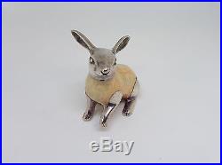Used Vintage Solid Silver 925 Rabbit Enamel