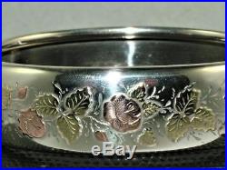 VICTORIAN 9 ct GOLD ON SOLID SILVER HINGED BANGLE BRACELET 23 g EXCELLENT