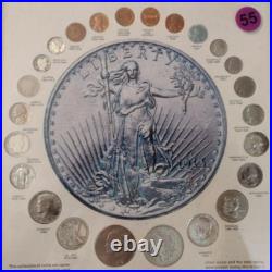 VINTAGE 20TH CENTURY COIN SET in NEW SOLID WOOD 11 X 14 FRAME WithMUSEUM GLASS