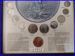 VINTAGE 20TH CENTURY COIN SET in NEW SOLID WOOD 11 X 14 FRAME WithMUSEUM GLASS