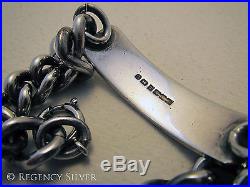 VINTAGE 70s Hallmark Solid Sterling Silver 925 Chain Curb ID Mens Gent BRACELET