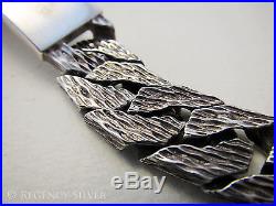 VINTAGE 70s Hallmark Solid Sterling Silver Chain Curb ID Mens Gent Bark BRACELET