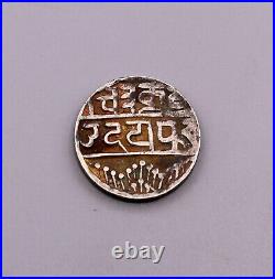 VINTAGE ANTIQUE OLD HANDMADE SOLID SILVER COIN FROM UDAIPUR RAJASTHAN INDIA cn02
