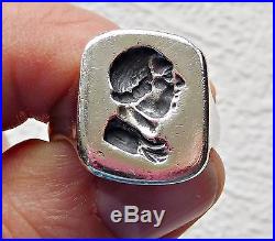 Vintage George Washington Seal Ring 1970's Hallmarked Solid Sterling Silver