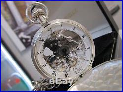 VINTAGE POCKET WATCH Jean Pierre Unitas 6497-1 Skeleton Swiss Made Solid Silver