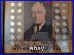 VINTAGE ROOSEVELT COIN SET in NEW SOLID WOOD 11 X 14 FRAME WithMUSEUM GLASS
