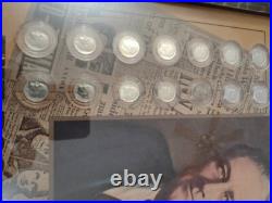 VINTAGE ROOSEVELT COIN SET in NEW SOLID WOOD 11 X 14 FRAME WithMUSEUM GLASS
