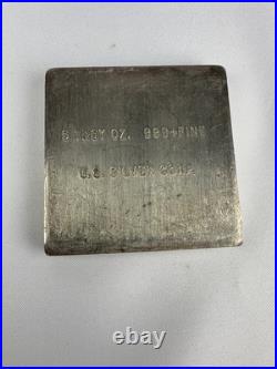 VINTAGE U. S. Silver Corp 5 OZ. 999 FINE SILVER BAR. 2x2 Square Extruded