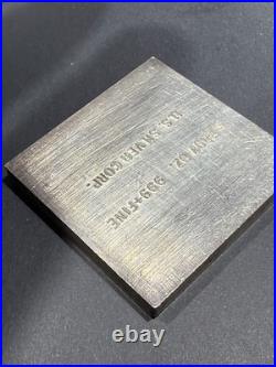VINTAGE U. S. Silver Corp 5 OZ. 999 FINE SILVER BAR. 2x2 Square Extruded