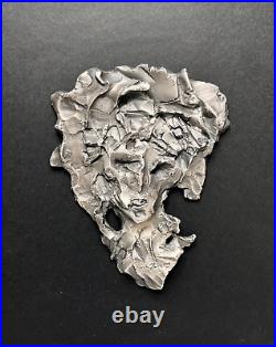 VTG Italian IPZS Silver 999 Art Sculpture Bullion Woman Face Wall Mask Signed